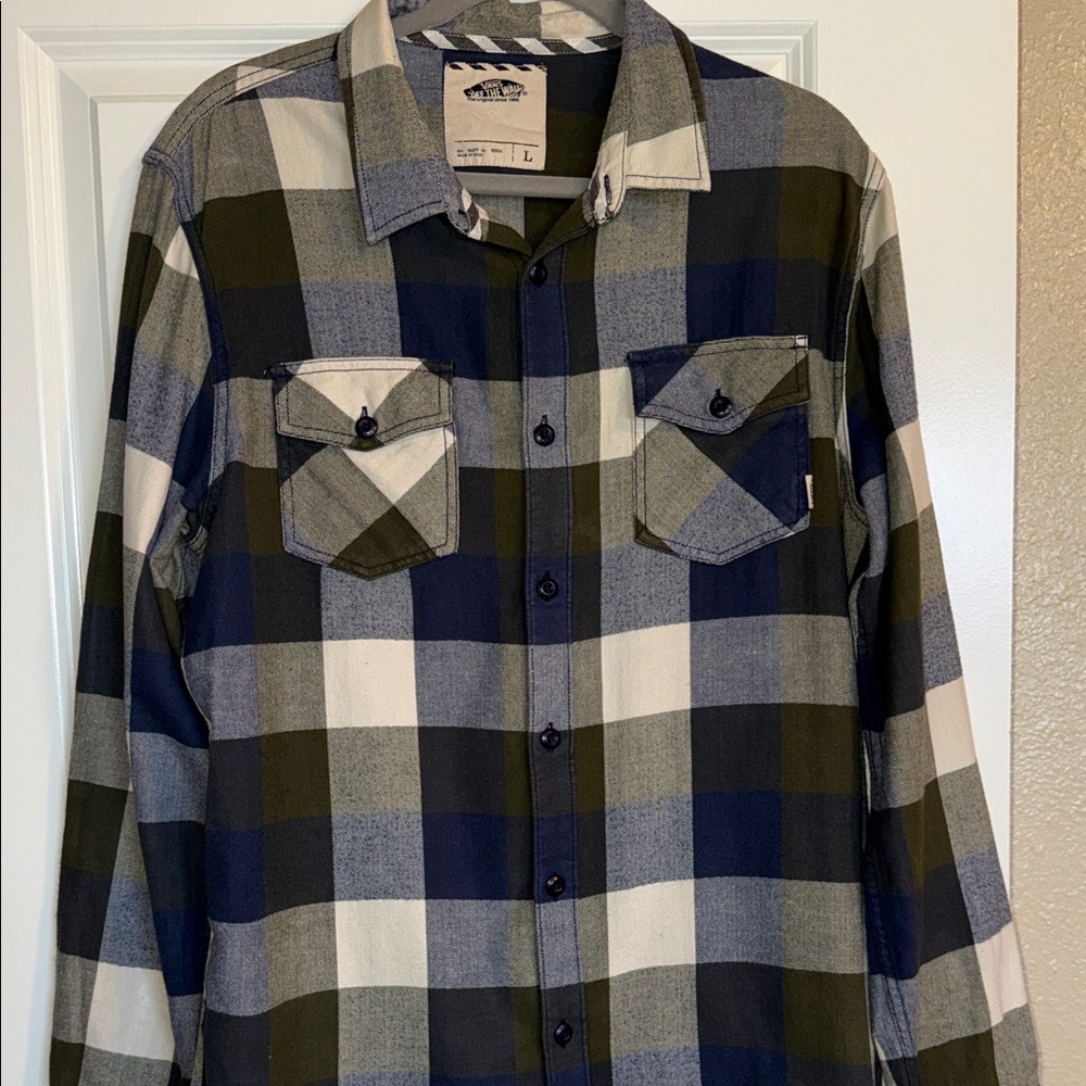 Vans Men's Plaid Shirt - Navy, Olive, White